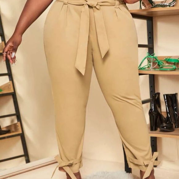SHEIN SXY Plus Knot Hem Belted Pants - Picture 1 of 3